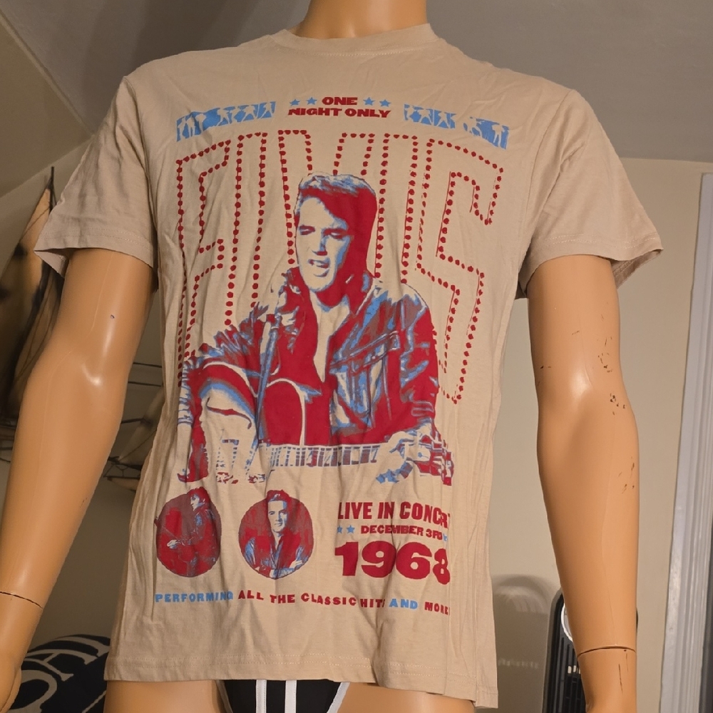 Elvis Presley Live in Concert Graphic Tee - Tan NWOT